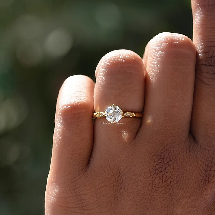 Old European Round Moissanite Accent Ring