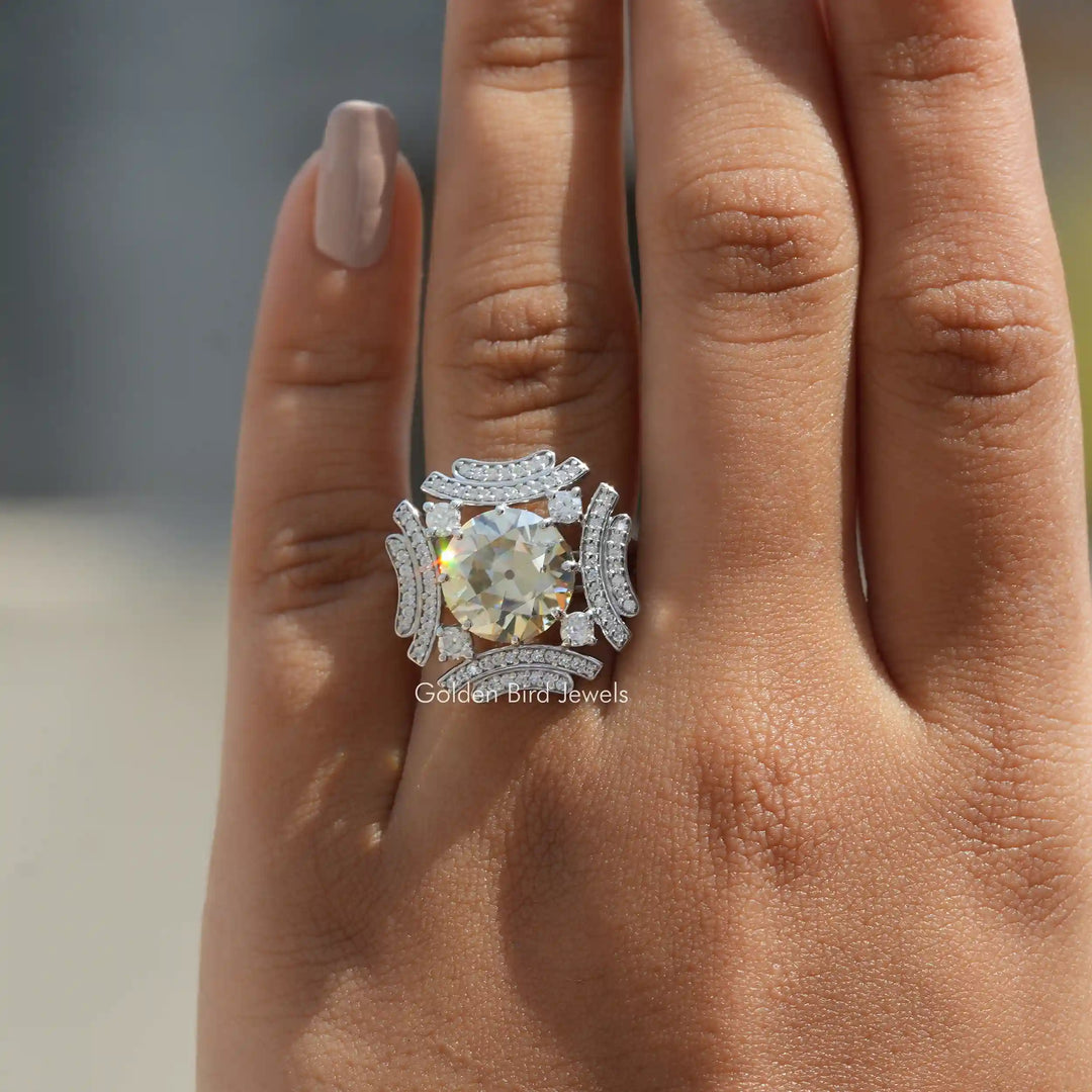 Old European Round Cut Moissanite Ring