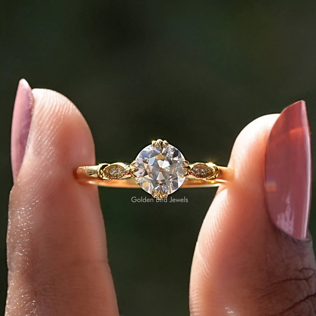 Old European Round Moissanite Accent Ring