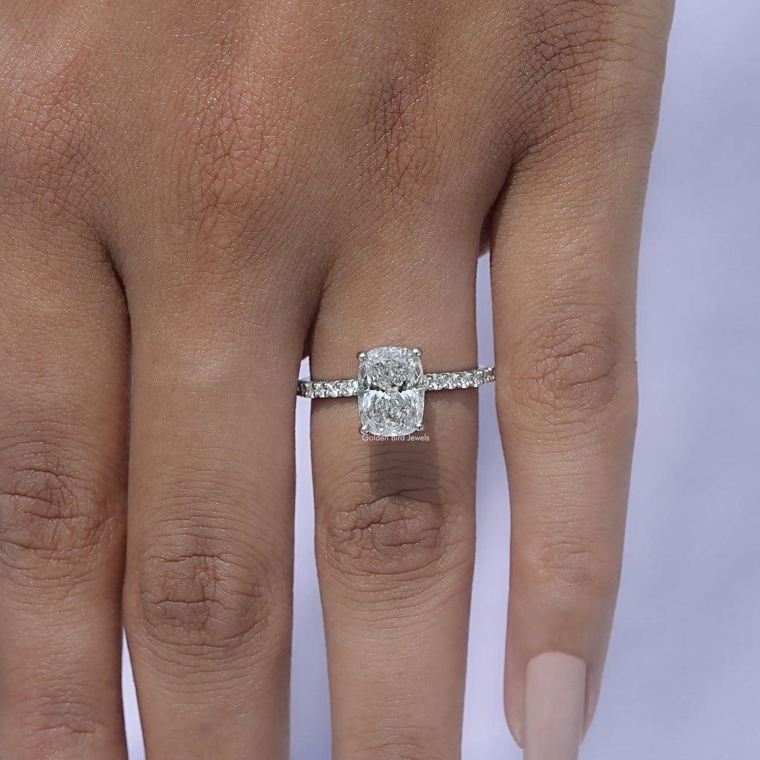 Old Mine Cushion Solitaire Accent Diamond Ring