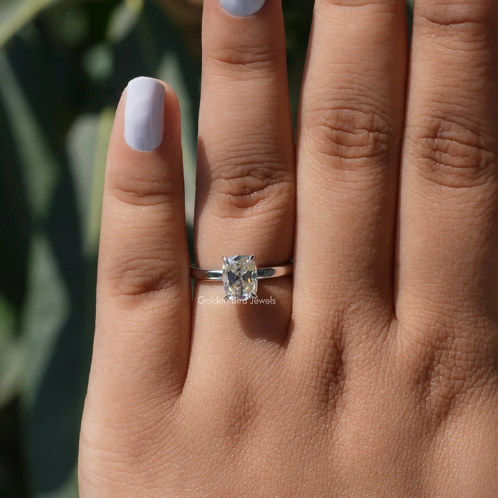 Old Mine Cushion Cut Moissanite Solitaire Ring