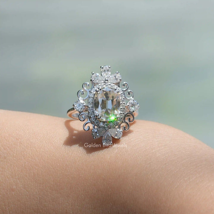 Moissanite Vintage Style Old Mine Cushion Cut Ring