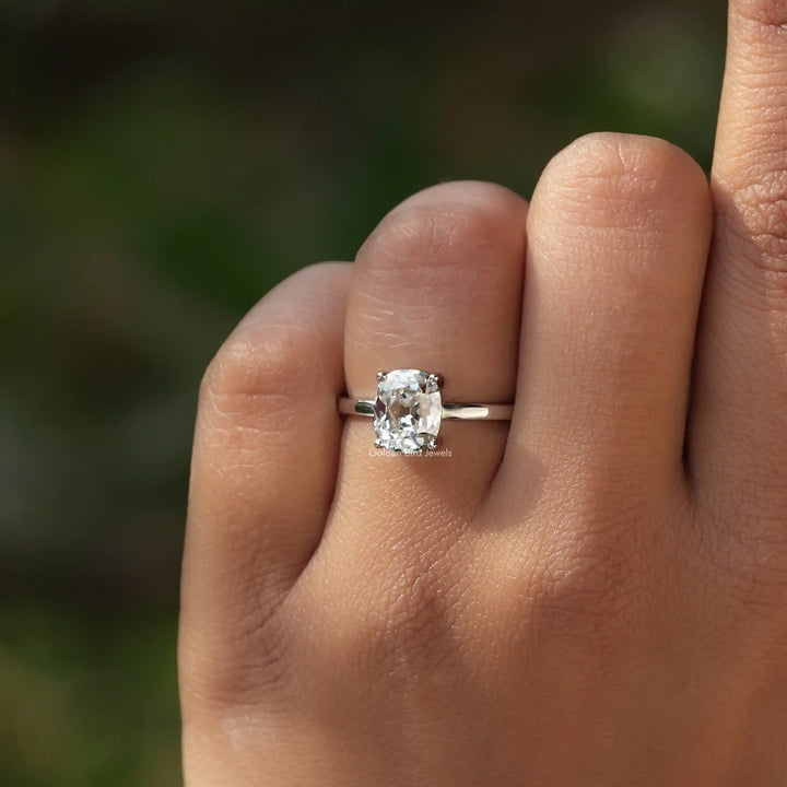 Old Mine Cushion Cut Diamond Solitaire Ring