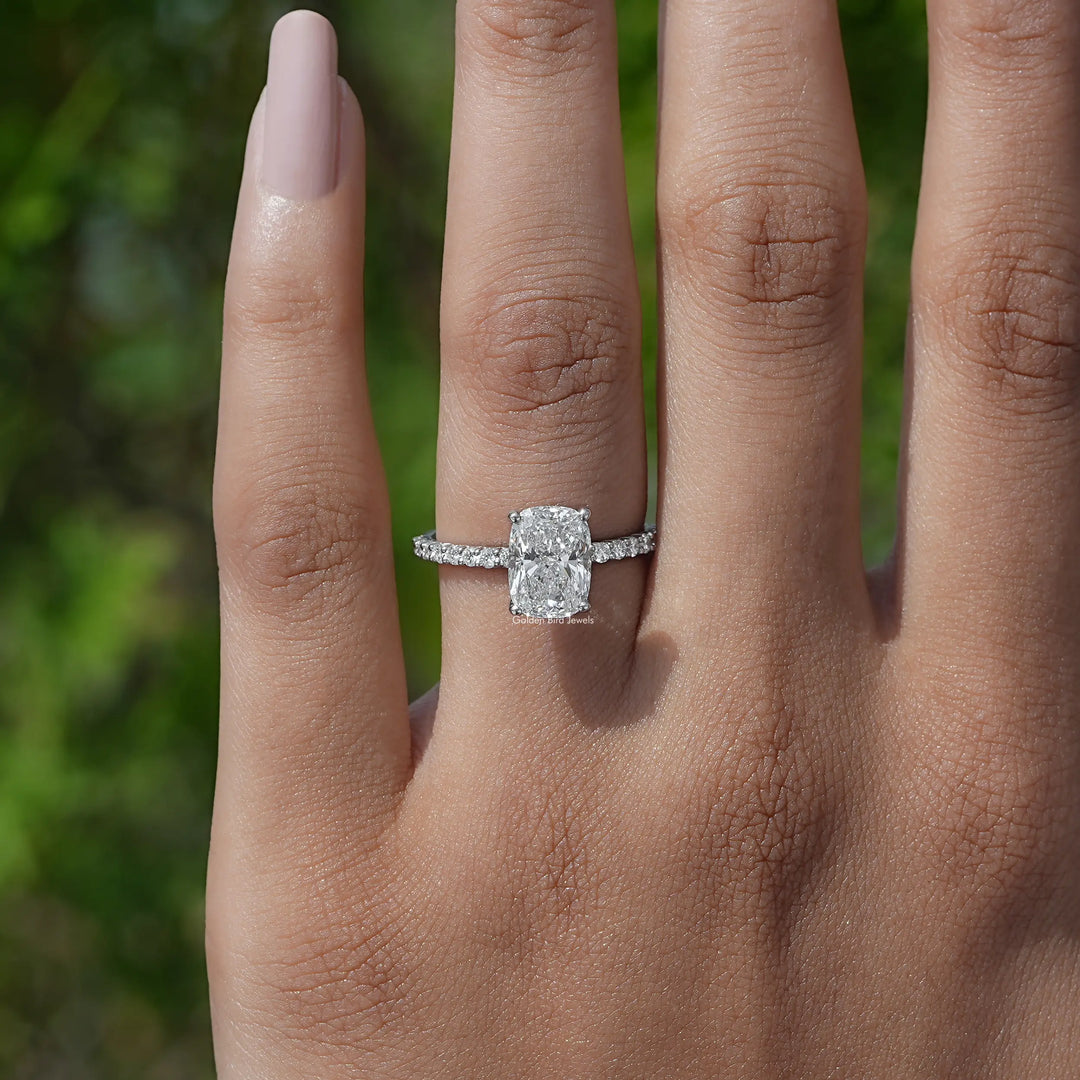 Old Mine Cushion Solitaire Accent Diamond Ring