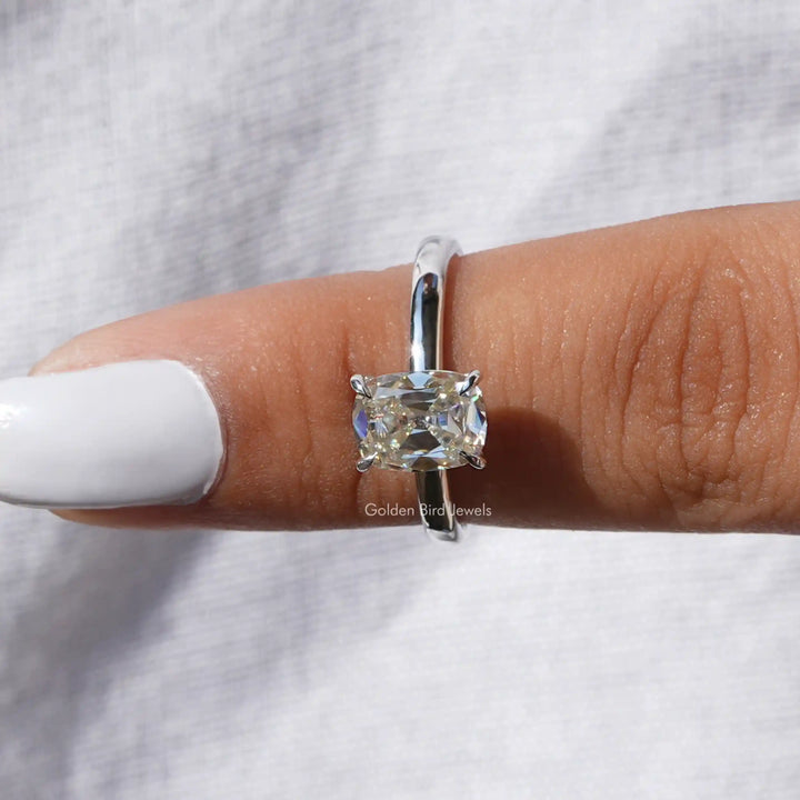 Old Mine Cushion Cut Moissanite Solitaire Ring