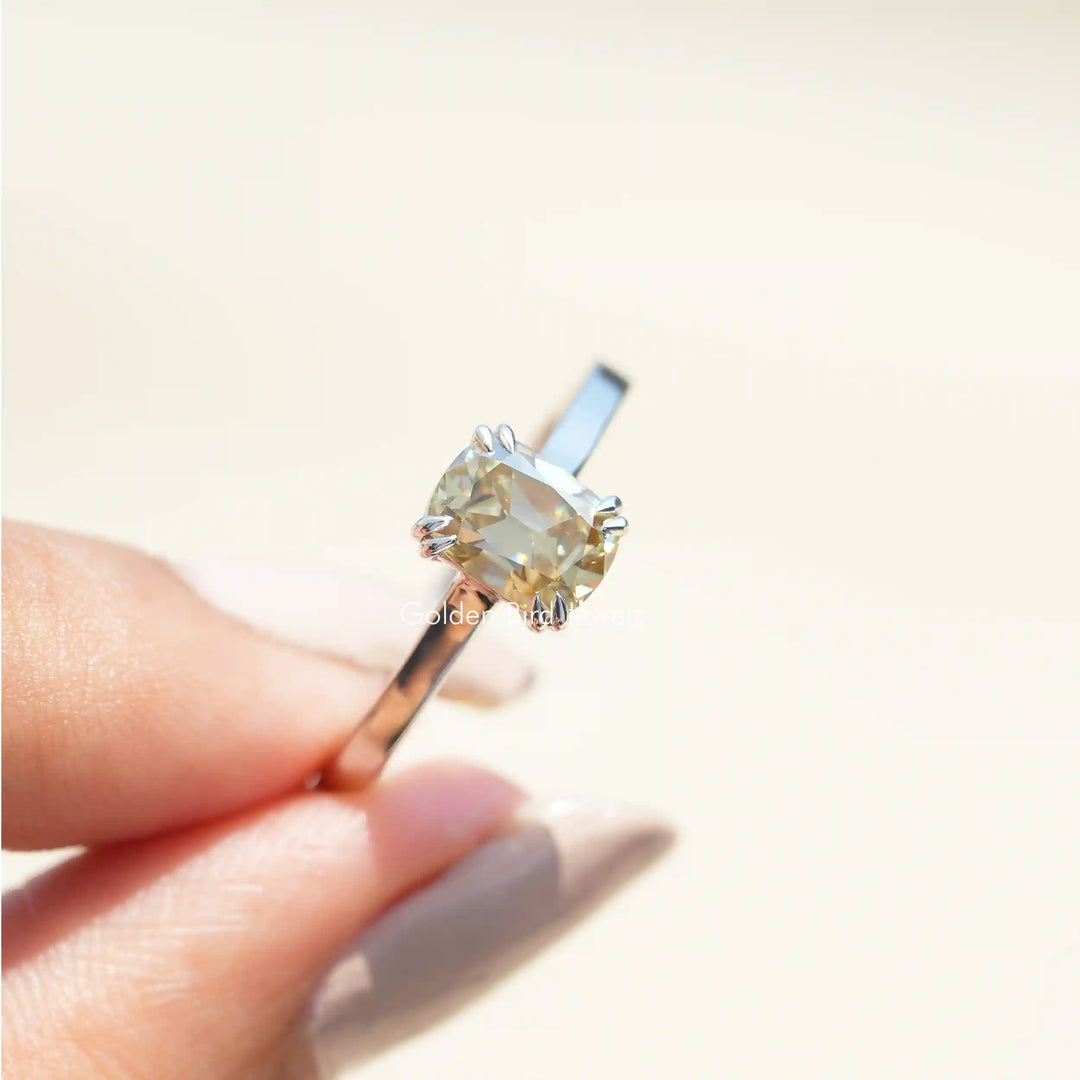 Old Mine Cut Cushion Moissanite Engagement Ring