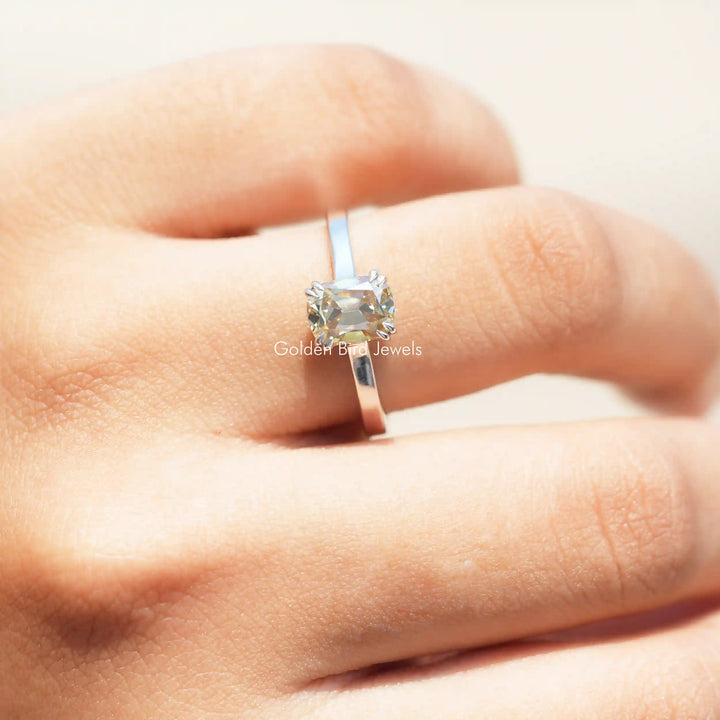 Old Mine Cut Cushion Moissanite Engagement Ring