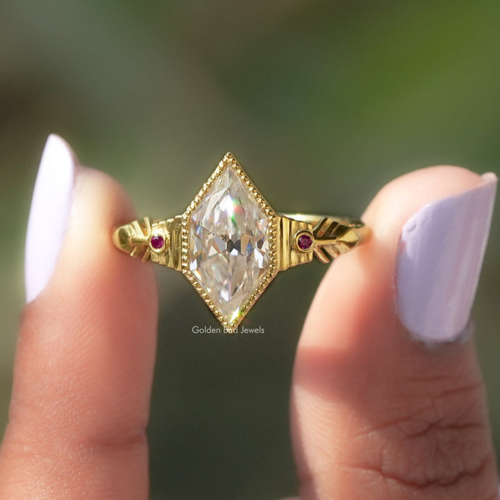 Old Mine Dutch Marquise Cut Moissanite Ring