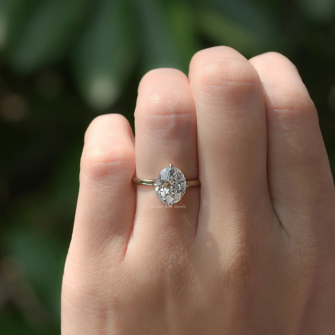 Solitaire Old Mine Oval Cut Diamond Ring