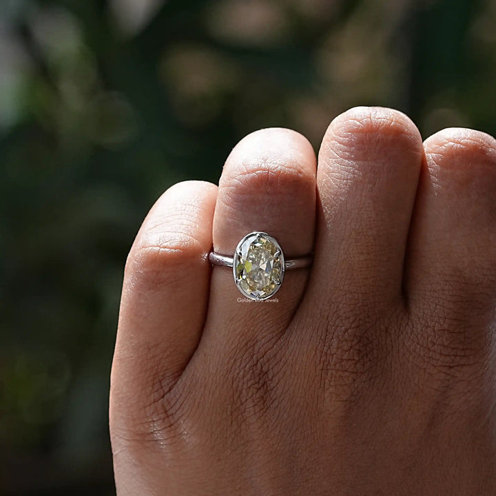 Old Mine Oval Cut Moissanite Engagement Ring