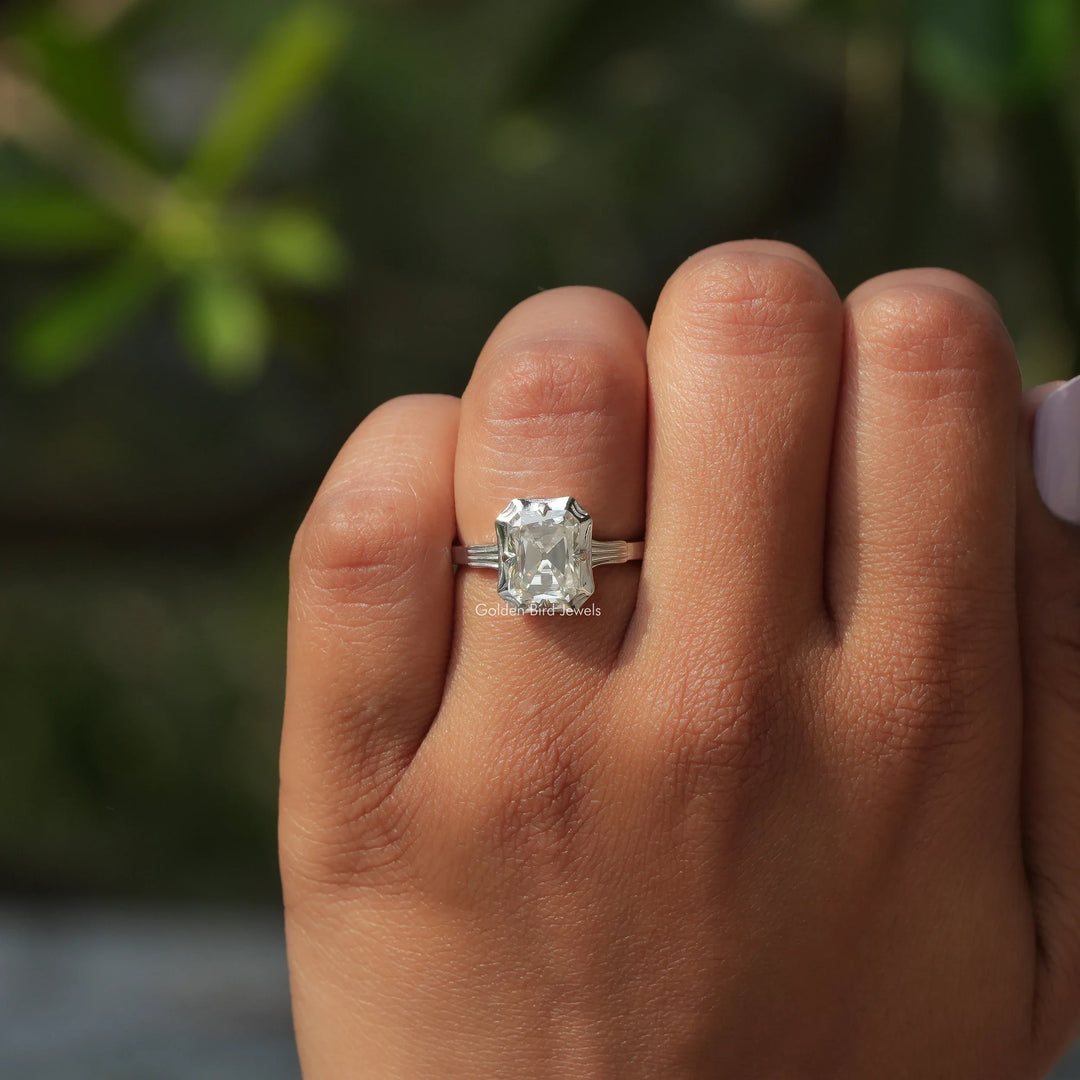 Old Mine Radiant Cut Moissanite Solitaire Ring