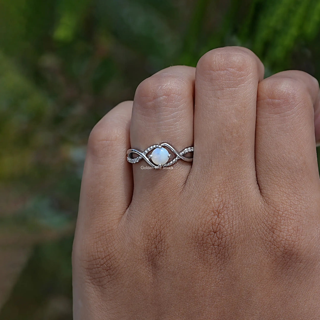 Opal Round Gemstone Infinity Style Accent Ring