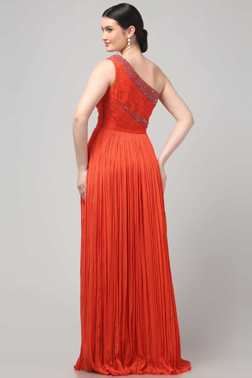 Orange One-Shoulder Gown