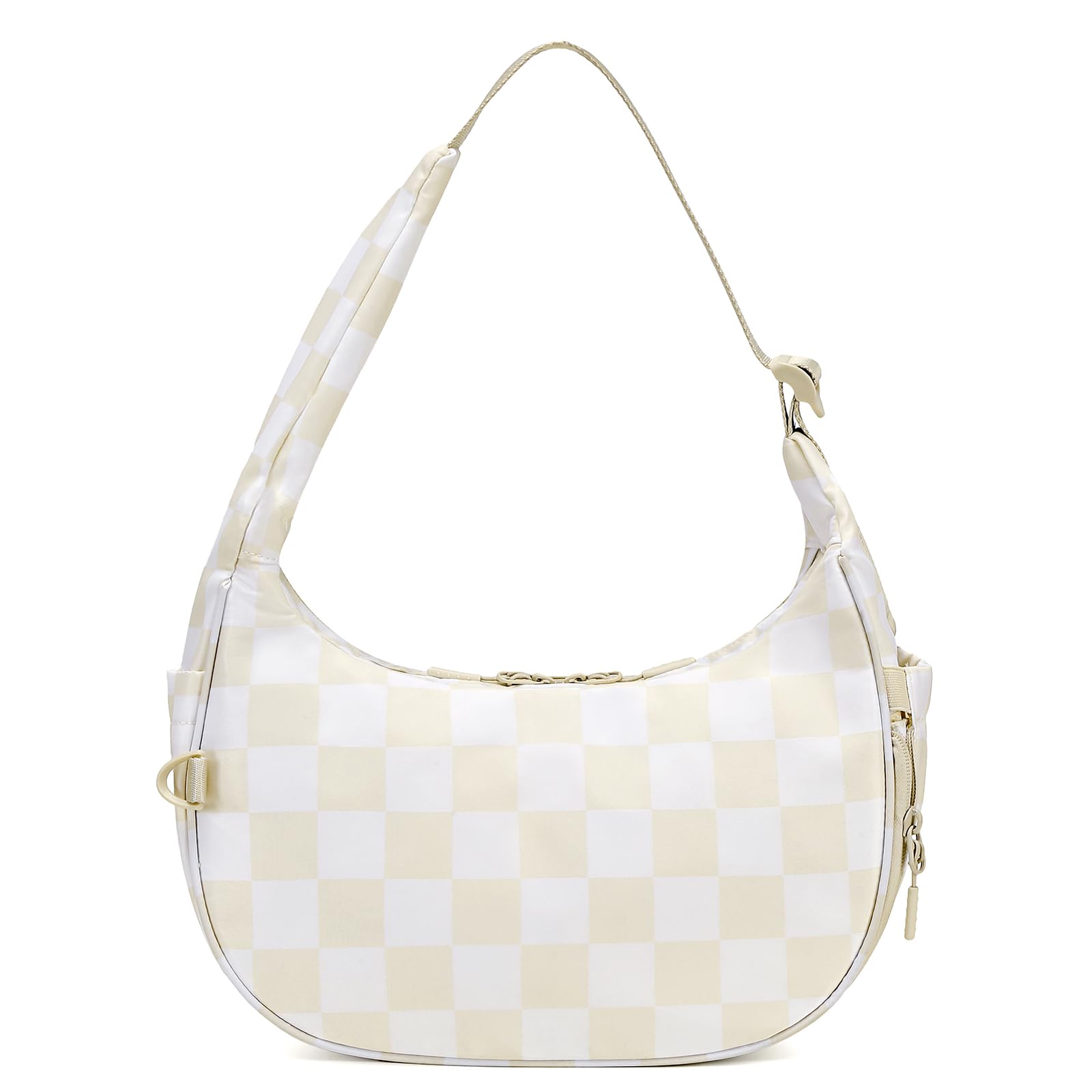 Ounamei Checkered Crescent Shoulder Bag | Women's Underarm hobo handbags Nylon Small Tote Bag