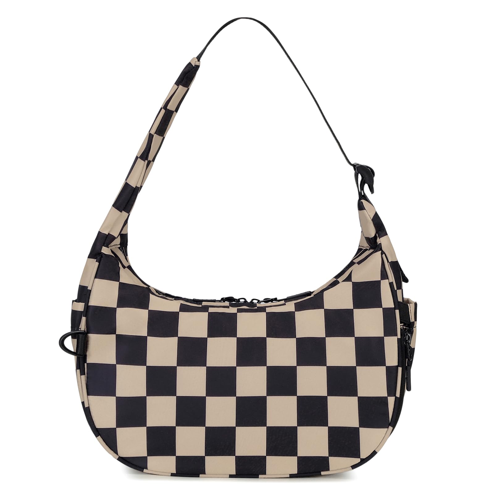 Ounamei Checkered Crescent Shoulder Bag | Women's Underarm hobo handbags Nylon Small Tote Bag