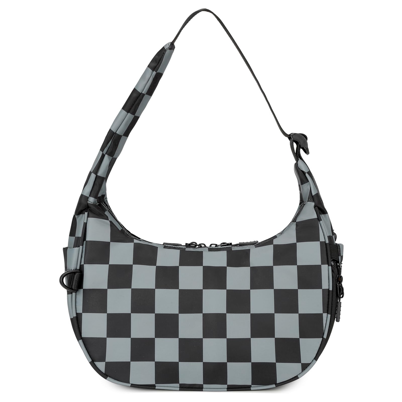 Ounamei Checkered Crescent Shoulder Bag | Women's Underarm hobo handbags Nylon Small Tote Bag