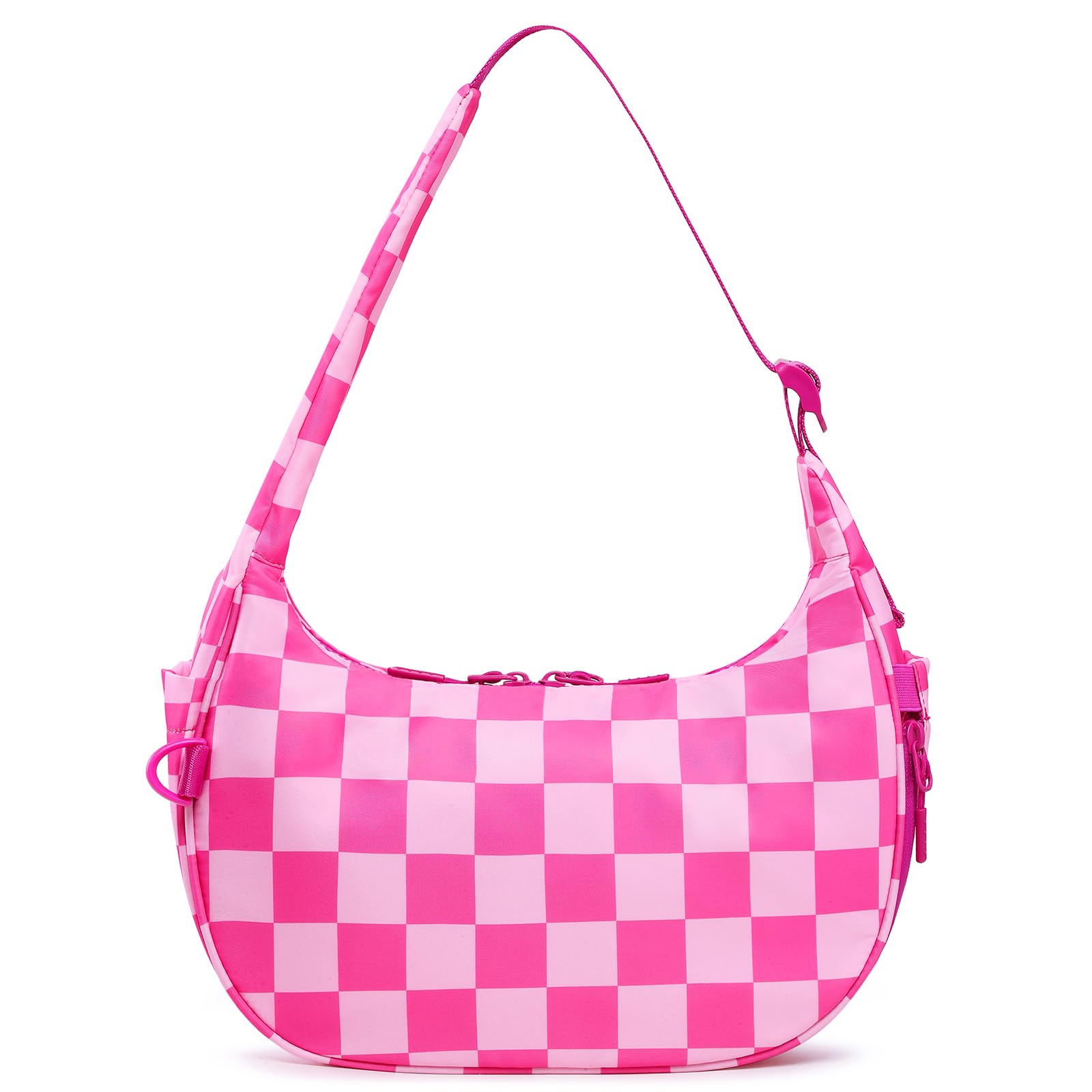 Ounamei Checkered Crescent Shoulder Bag | Women's Underarm hobo handbags Nylon Small Tote Bag