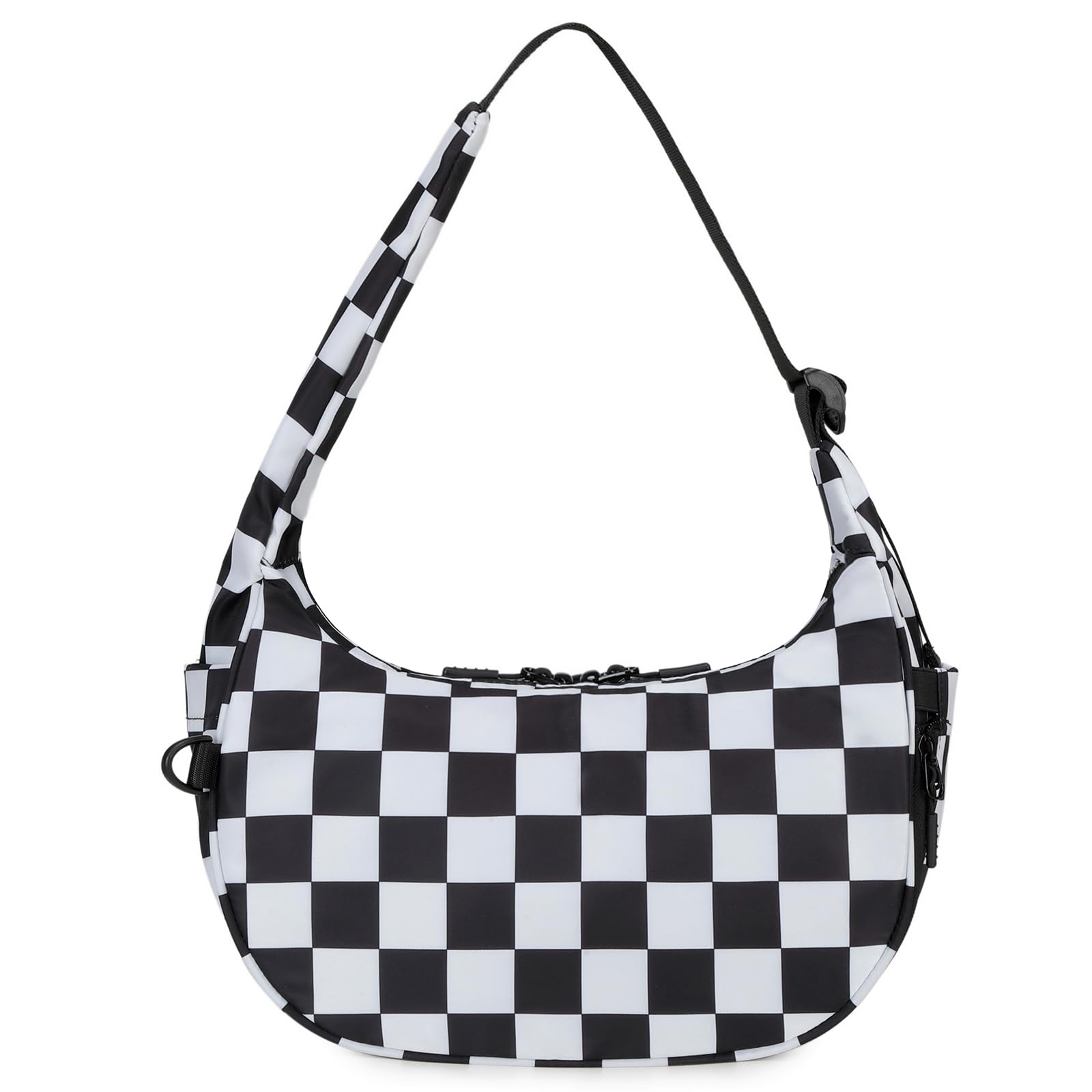 Ounamei Checkered Crescent Shoulder Bag | Women's Underarm hobo handbags Nylon Small Tote Bag