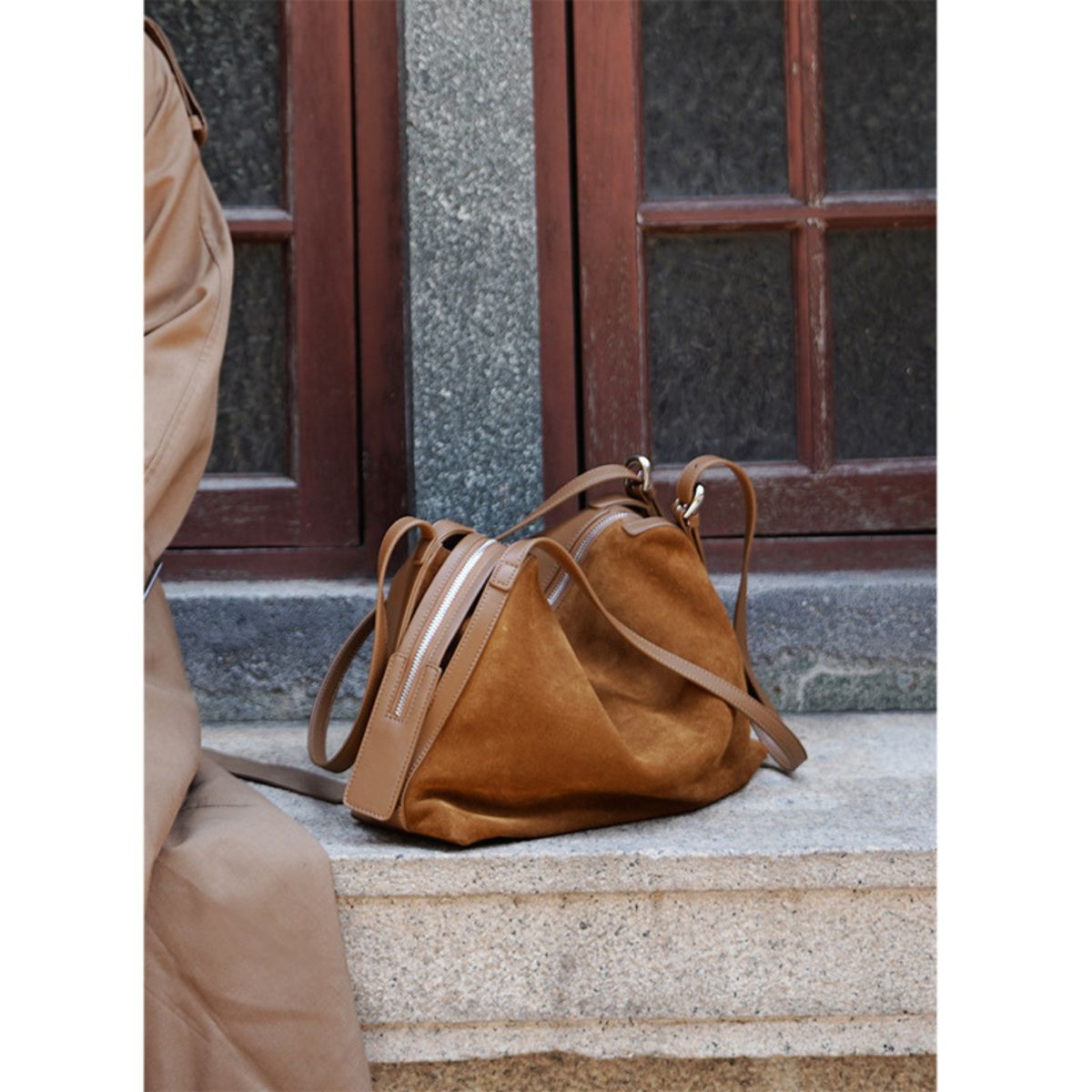Ounamei Retro Genuine Cowhide Suede Shoulder Bag | Timeless Everyday Tote for Women