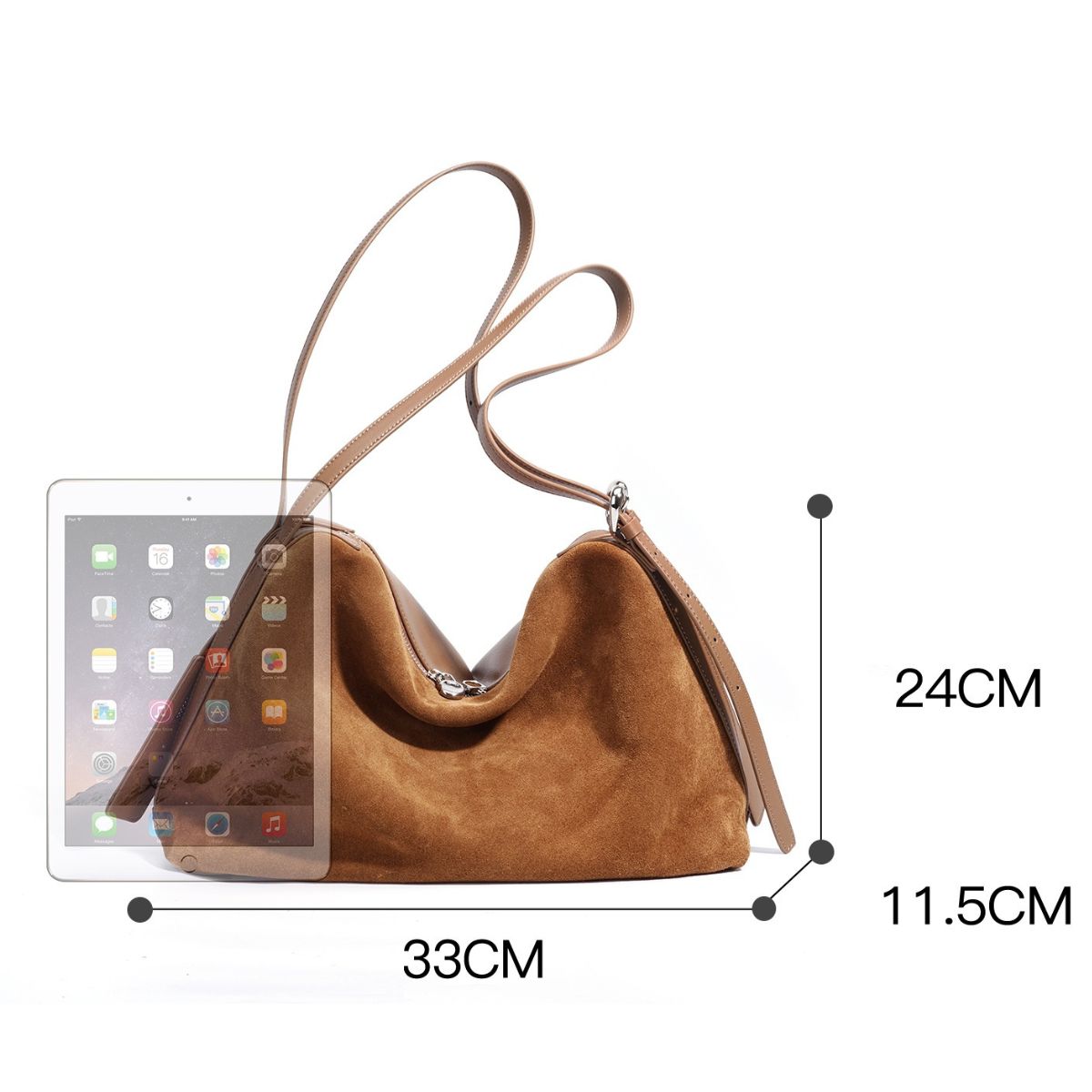 Ounamei Retro Genuine Cowhide Suede Shoulder Bag | Timeless Everyday Tote for Women