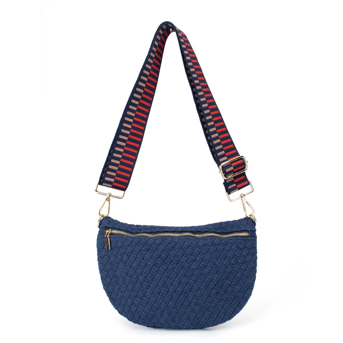 Ounamei Checkered Woven Crossbody Fanny Pack for Women – Adjustable Sling Bum Bag, Lightweight Everyday Travel Shoulder Purse