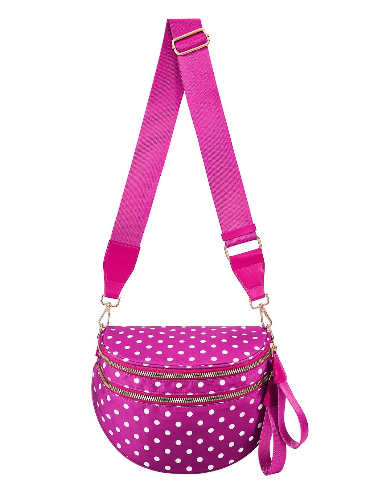 Ounamei Polka Dots Crossbody Bum Bag for Women | Large Capacity Belt Bag for Moms & Everyday Travel
