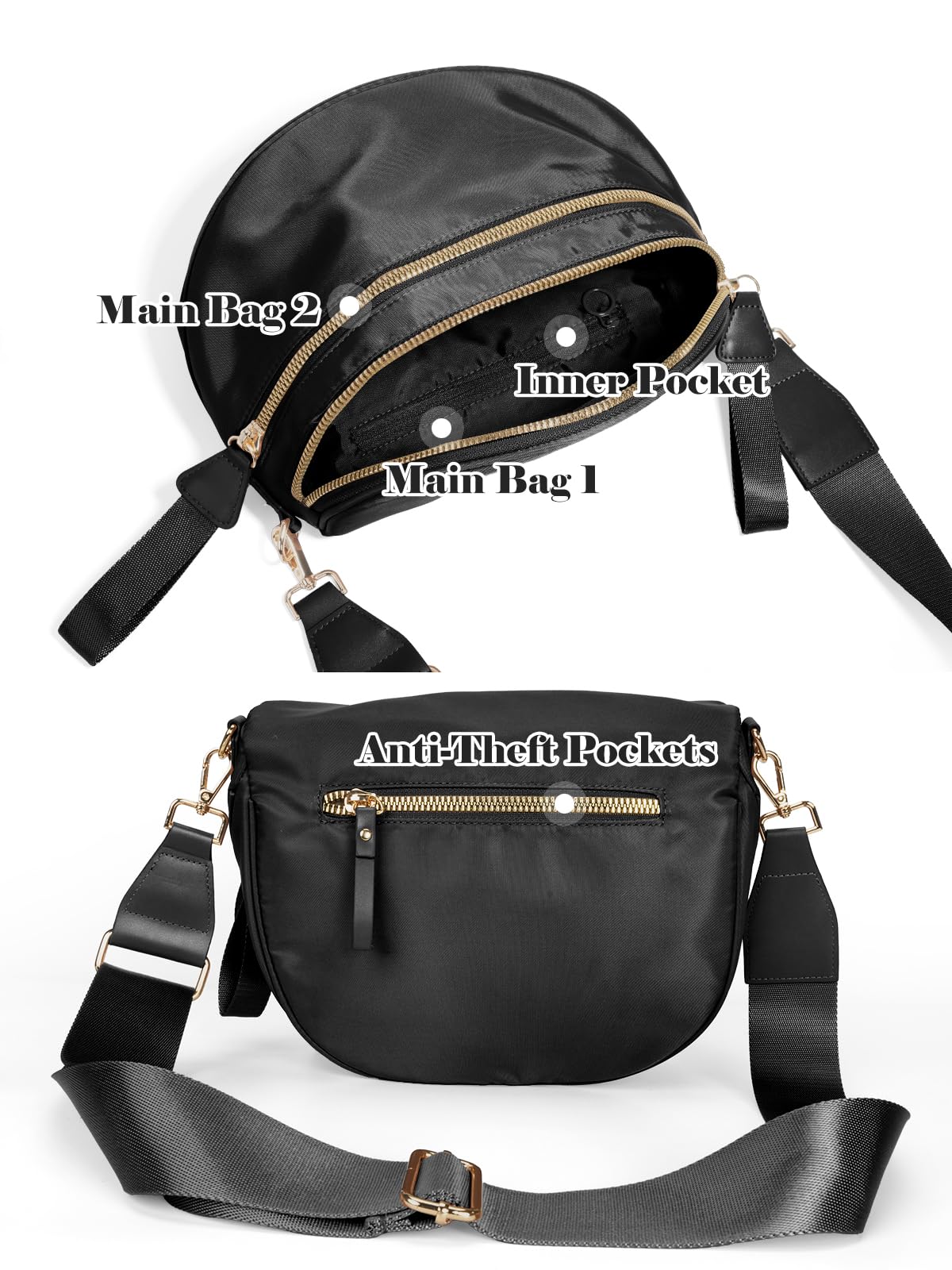 Ounamei Solid Color Crossbody Bum Bag for Women Vegan Leather Large Capacity Belt Bag for Moms & Everyday Travel