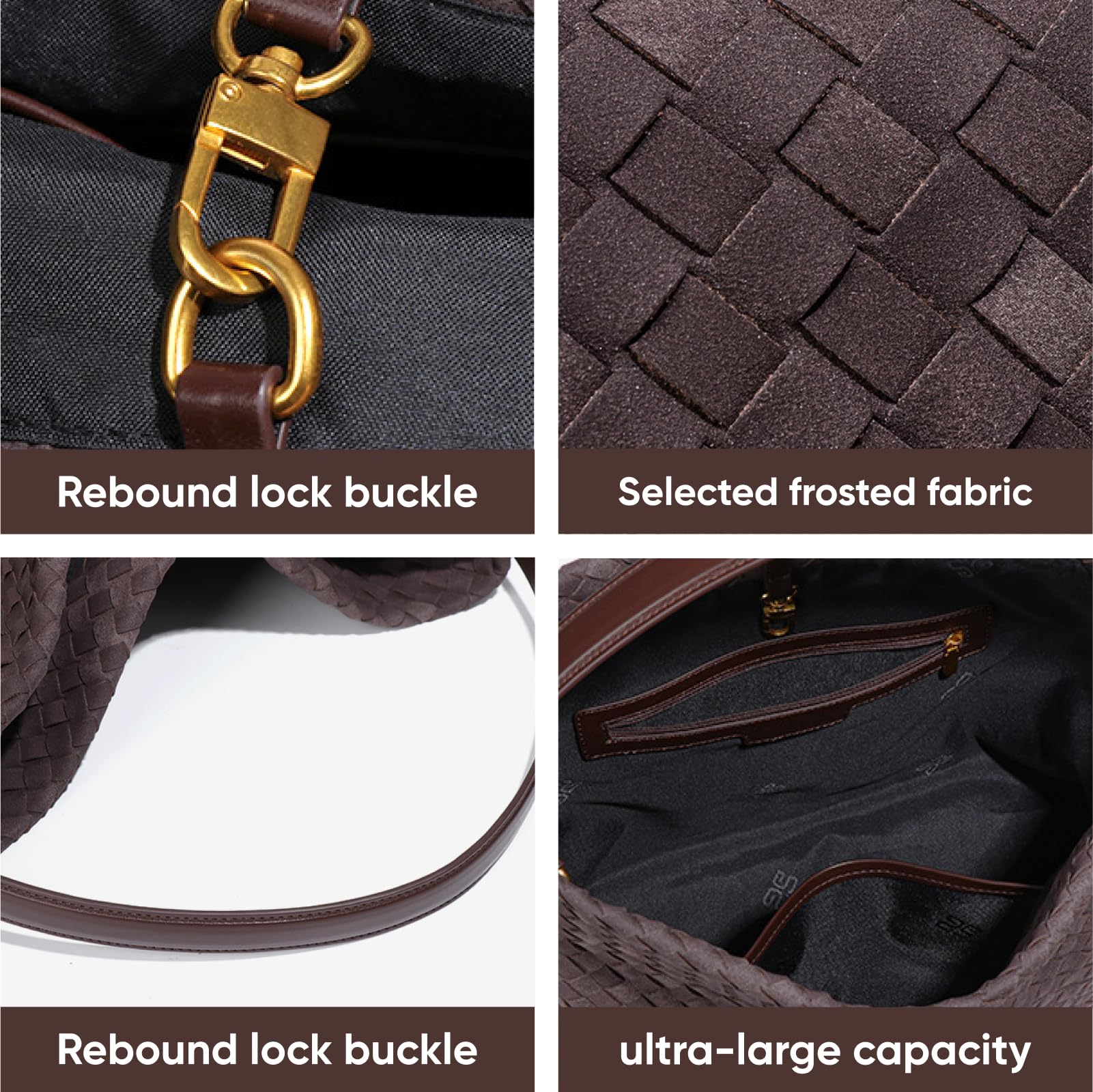 Ounamei Woven Faux Suede Hobo Bag | Slouchy Tote, Crossbody & Shoulder Handbag for Women