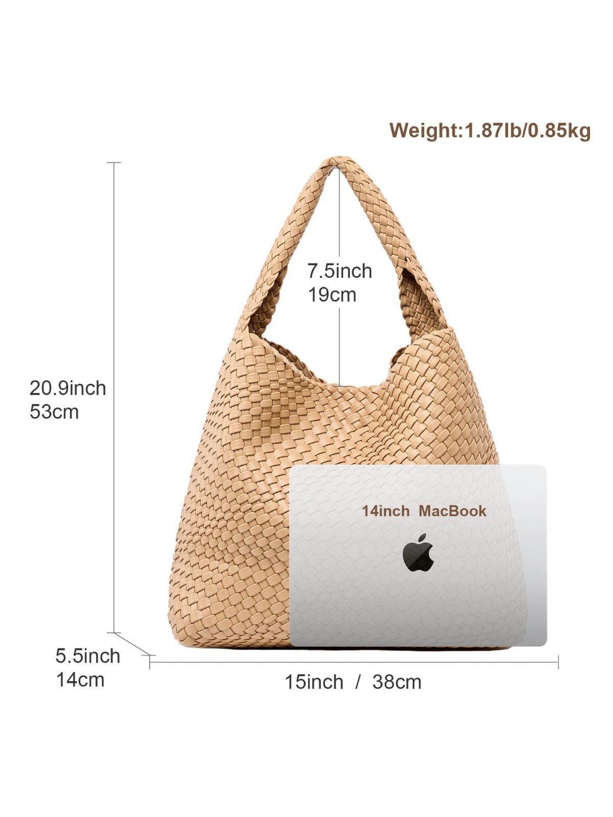 Ounamei Woven Tote Bag with Clutch | Extra Large Vegan Leather Shoulder & Handbag for Women