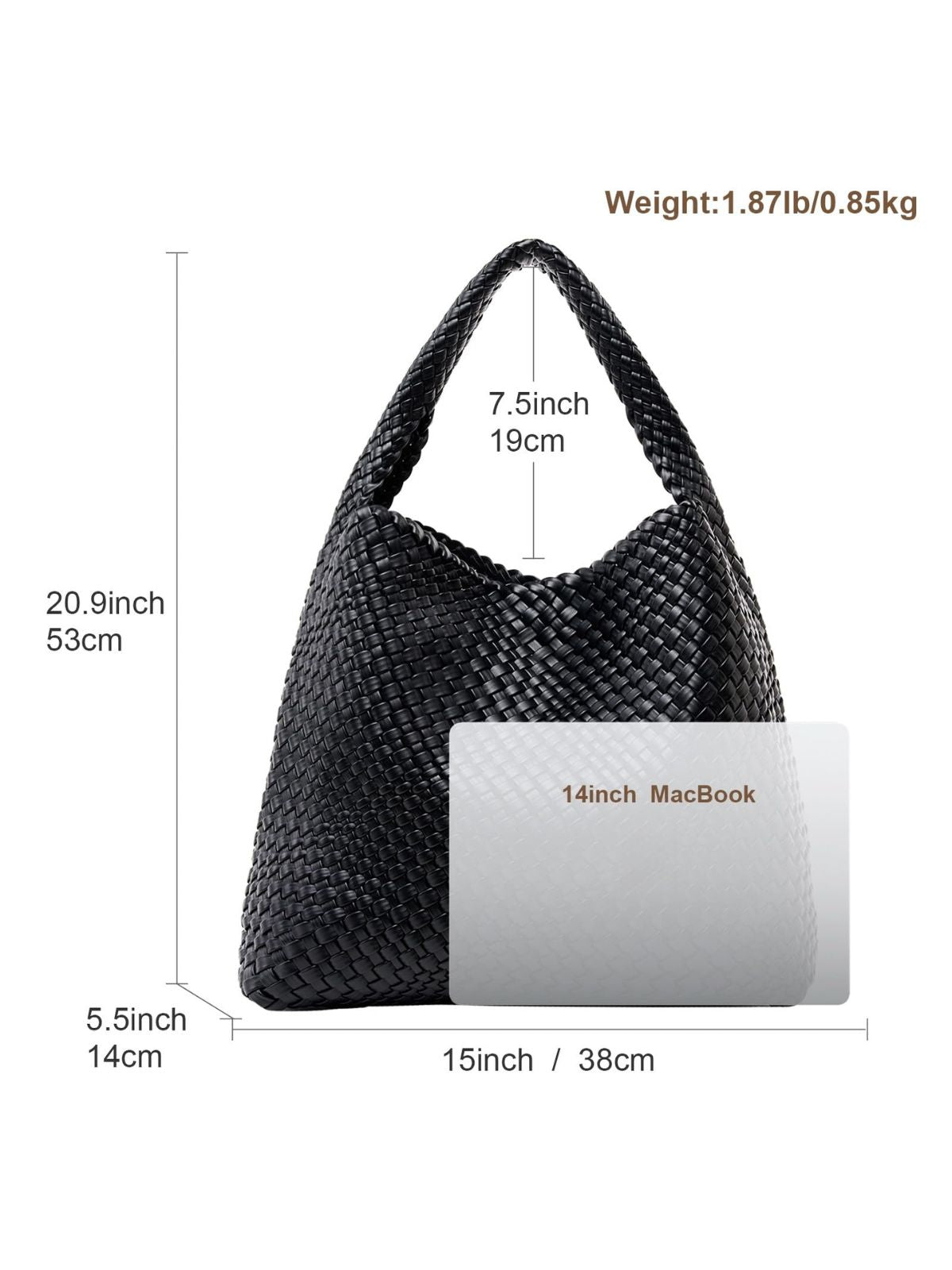 Ounamei Woven Tote Bag with Clutch | Extra Large Vegan Leather Shoulder & Handbag for Women