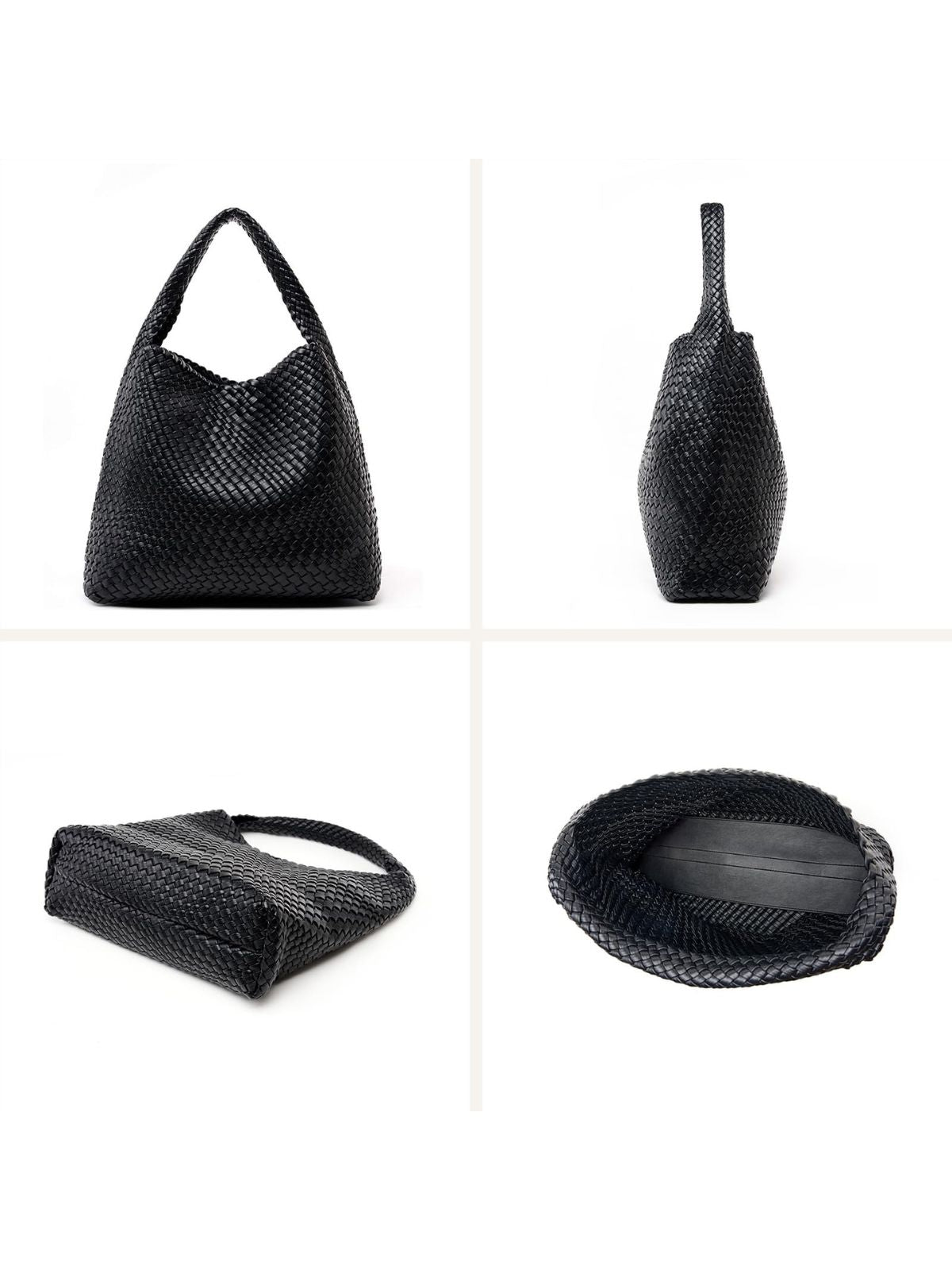 Ounamei Woven Tote Bag with Clutch | Extra Large Vegan Leather Shoulder & Handbag for Women