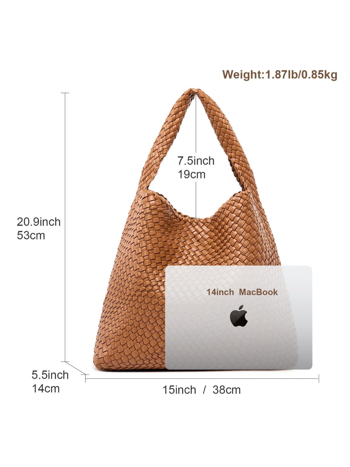 Ounamei Woven Tote Bag with Clutch | Extra Large Vegan Leather Shoulder & Handbag for Women