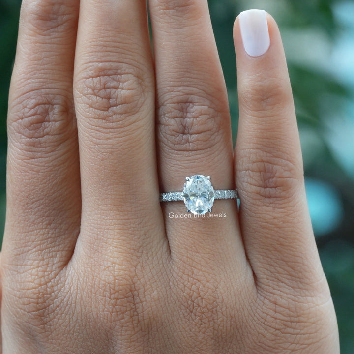 Oval Cut Moissanite Hidden Halo Engagement Ring