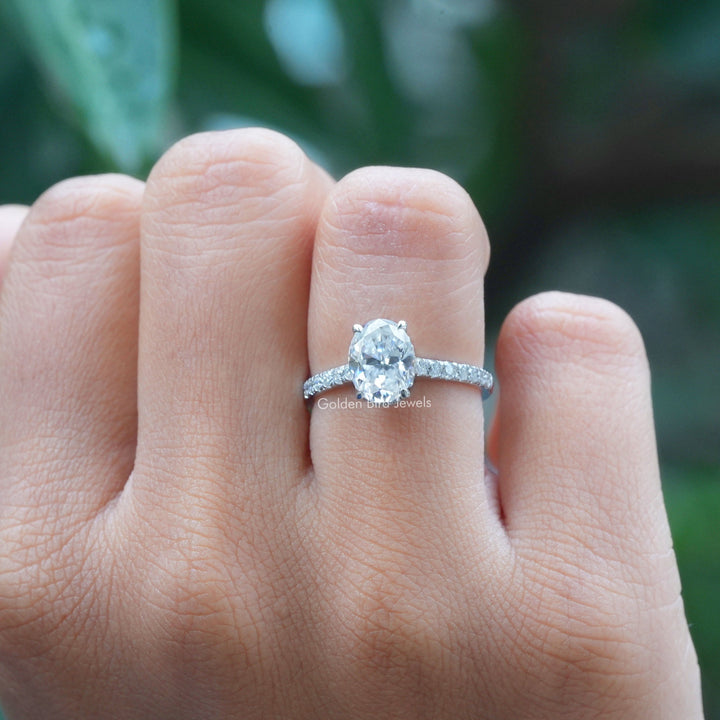 Oval Cut Moissanite Hidden Halo Engagement Ring