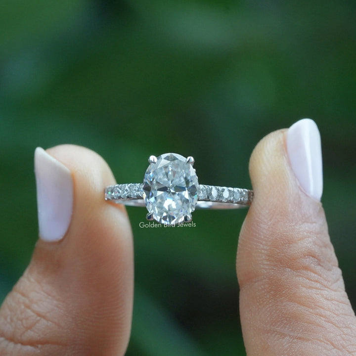 Oval Cut Moissanite Hidden Halo Engagement Ring