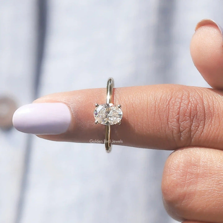 Moissanite Oval Cut Hidden Halo Ring