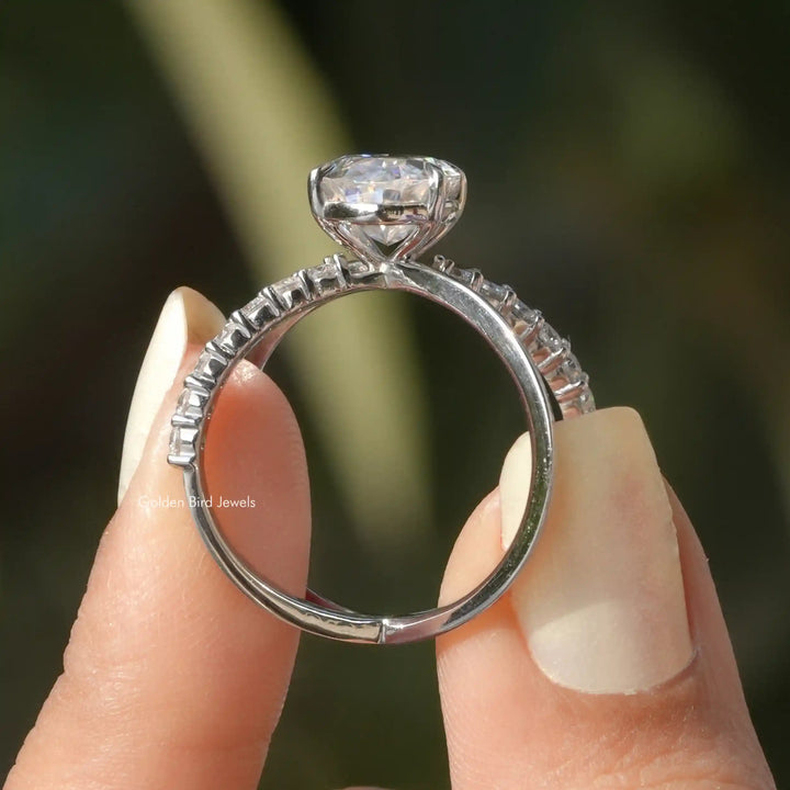 Oval Cut Split Shank Moissanite Ring