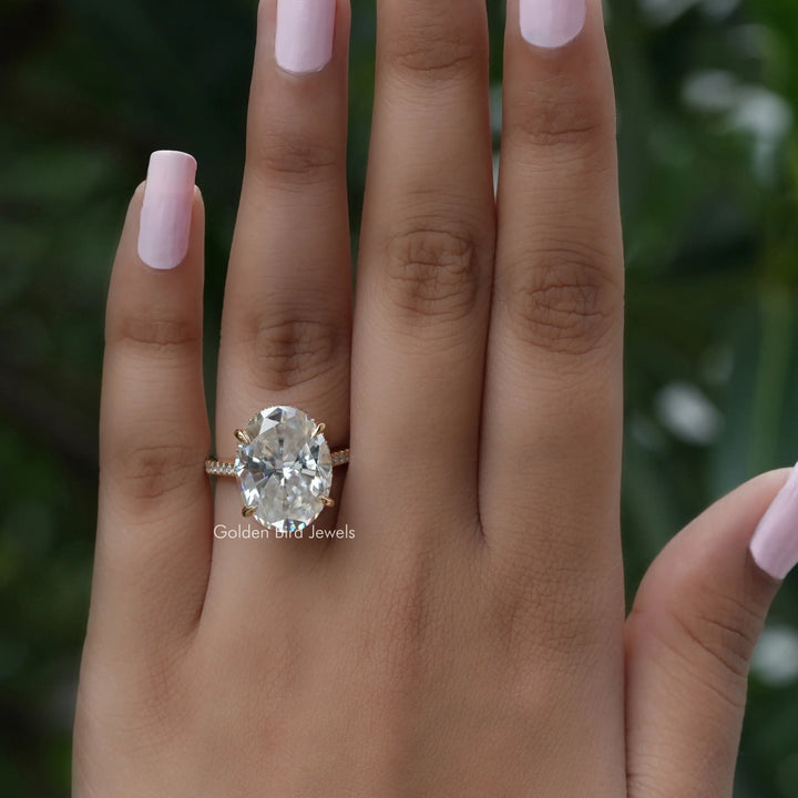 Oval Cut Hidden Halo Moissanite Engagement Ring