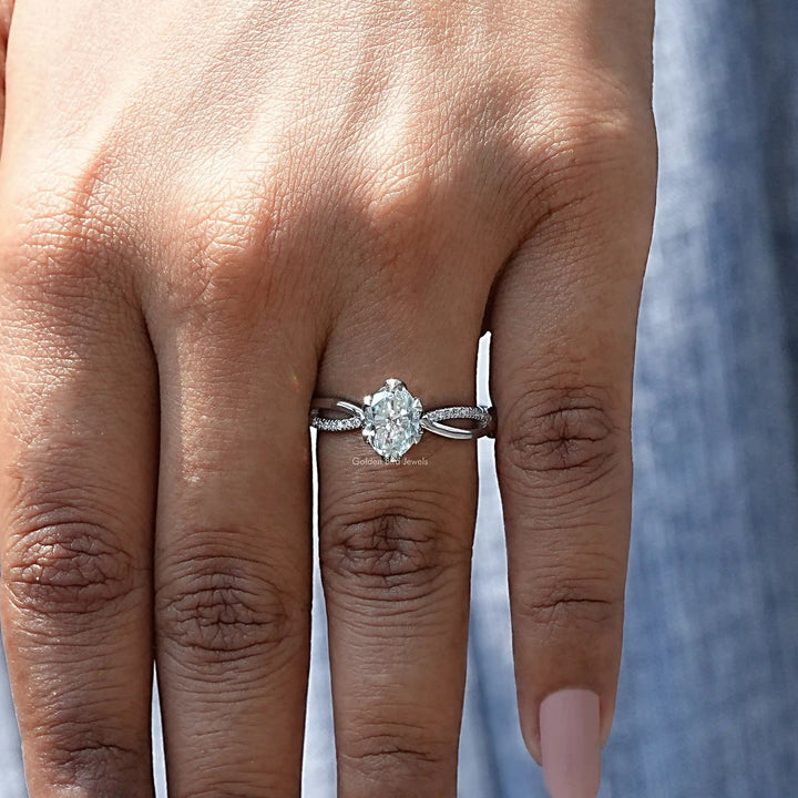 Oval Cut Moissanite Twisted Shank Engagement Ring