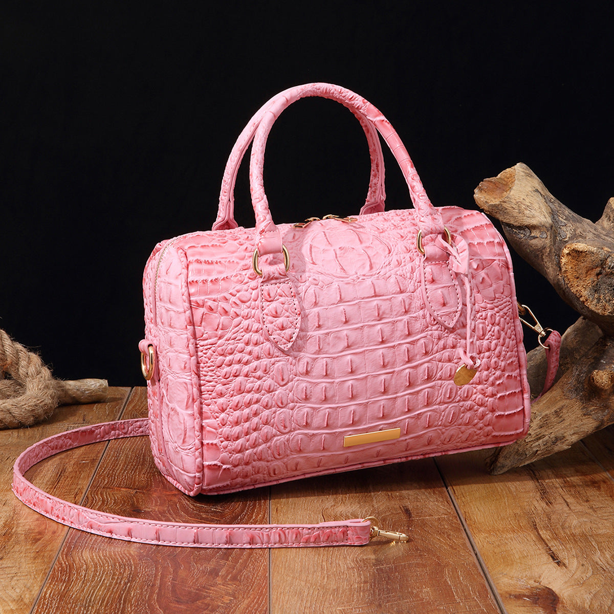 Women's Vintage Crocodile-Embossed Crossbody Bag – Travel-Ready Underarm Handbag
