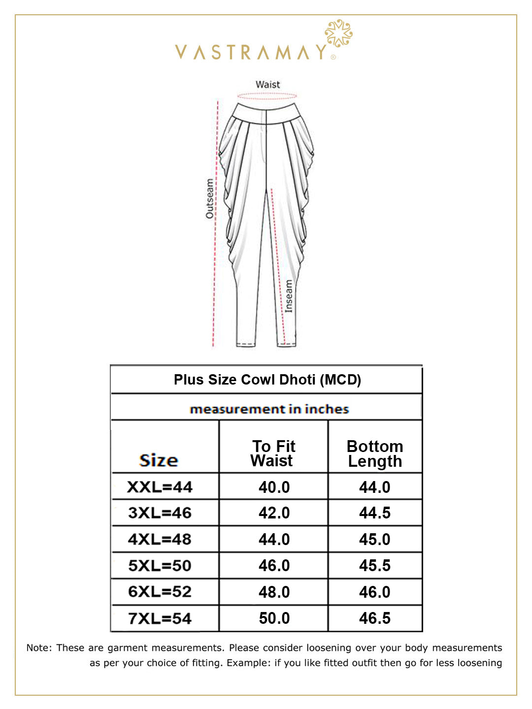 VASTRAMAY Men's PLUS Size Gold Solid Cowl Dhoti Pants for fashion-forward men