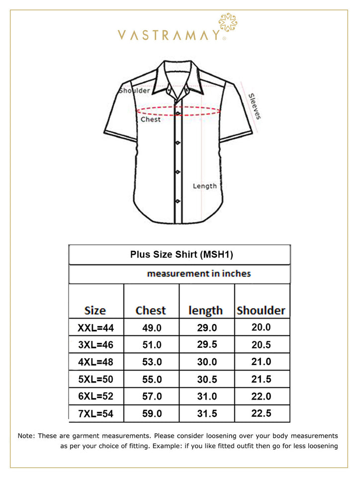 VASTRAMAY Men's Plus Size Cream Silk Blend Ethnic Shirt