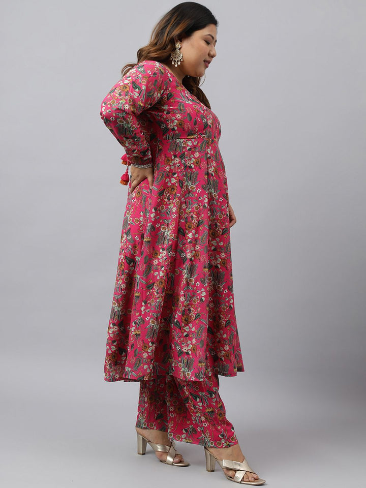 Online Pink Kurta Palazzo Set For Plus Size  - By Janasya