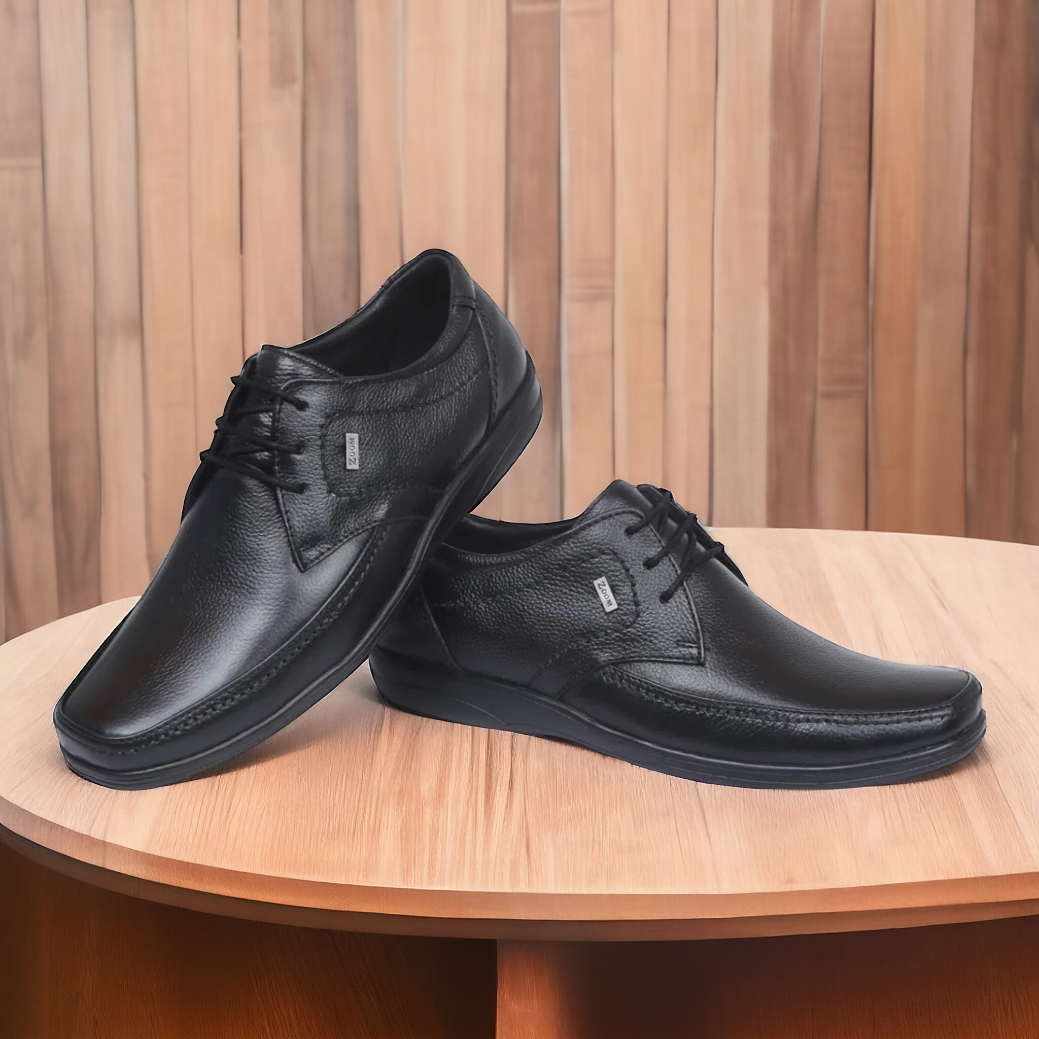 ZOOM D3151 BLACK Men's Casual Lace Up Leather Shoes - qivii