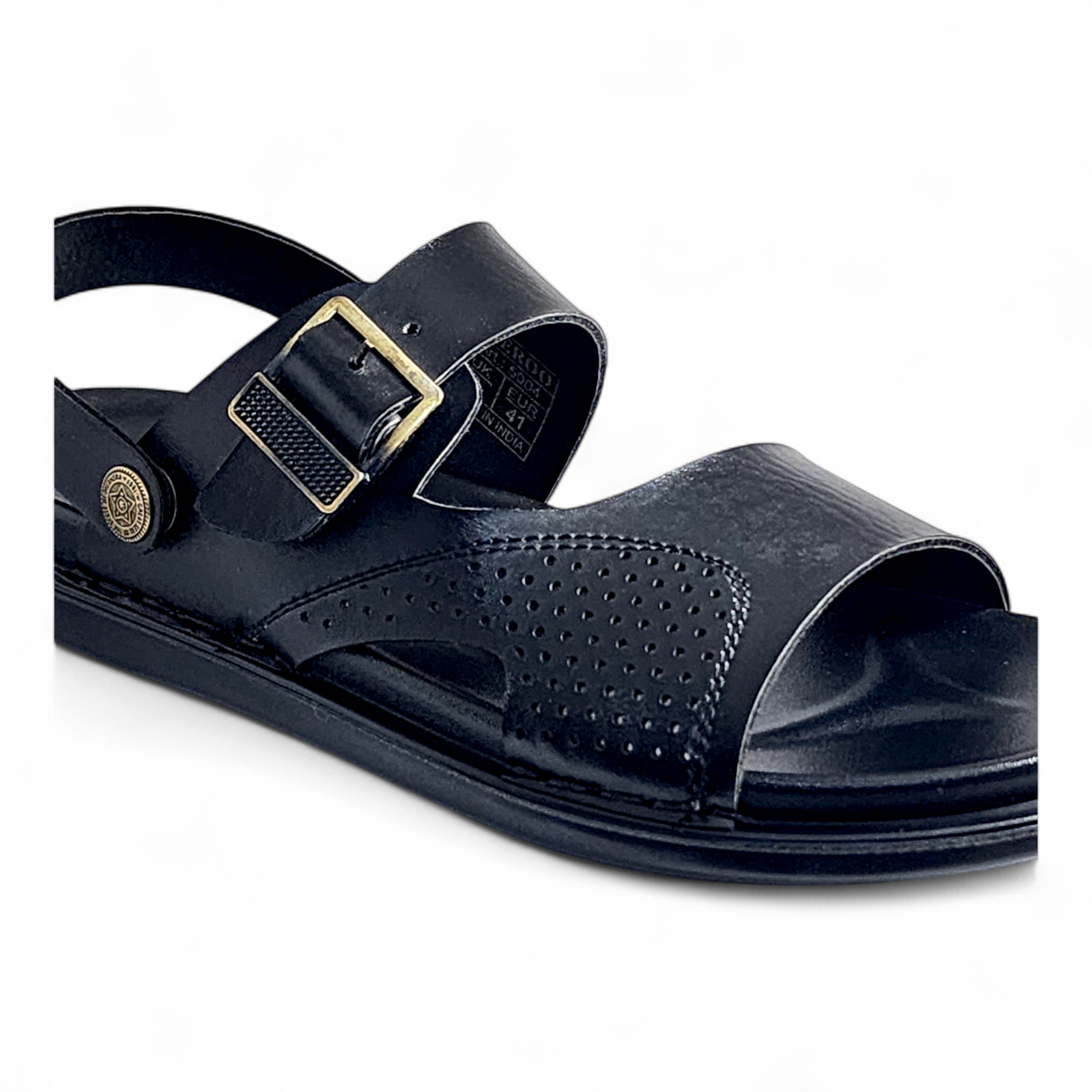 SKEROO 5004 BLACK Men's Leather Button Pack Sandal - qivii