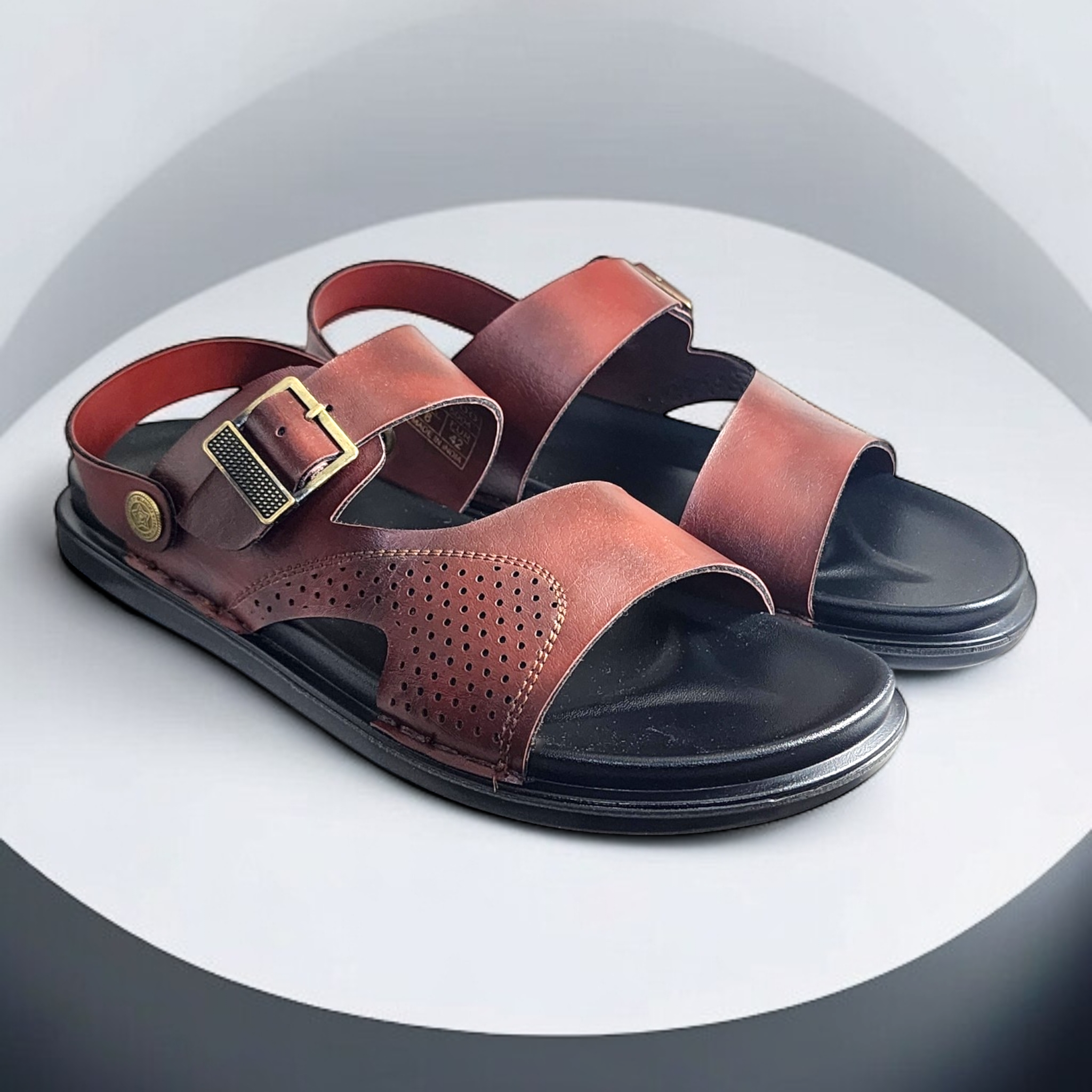 SKEROO 5004 BROWN Men's Leather Button Pack Sandal - qivii