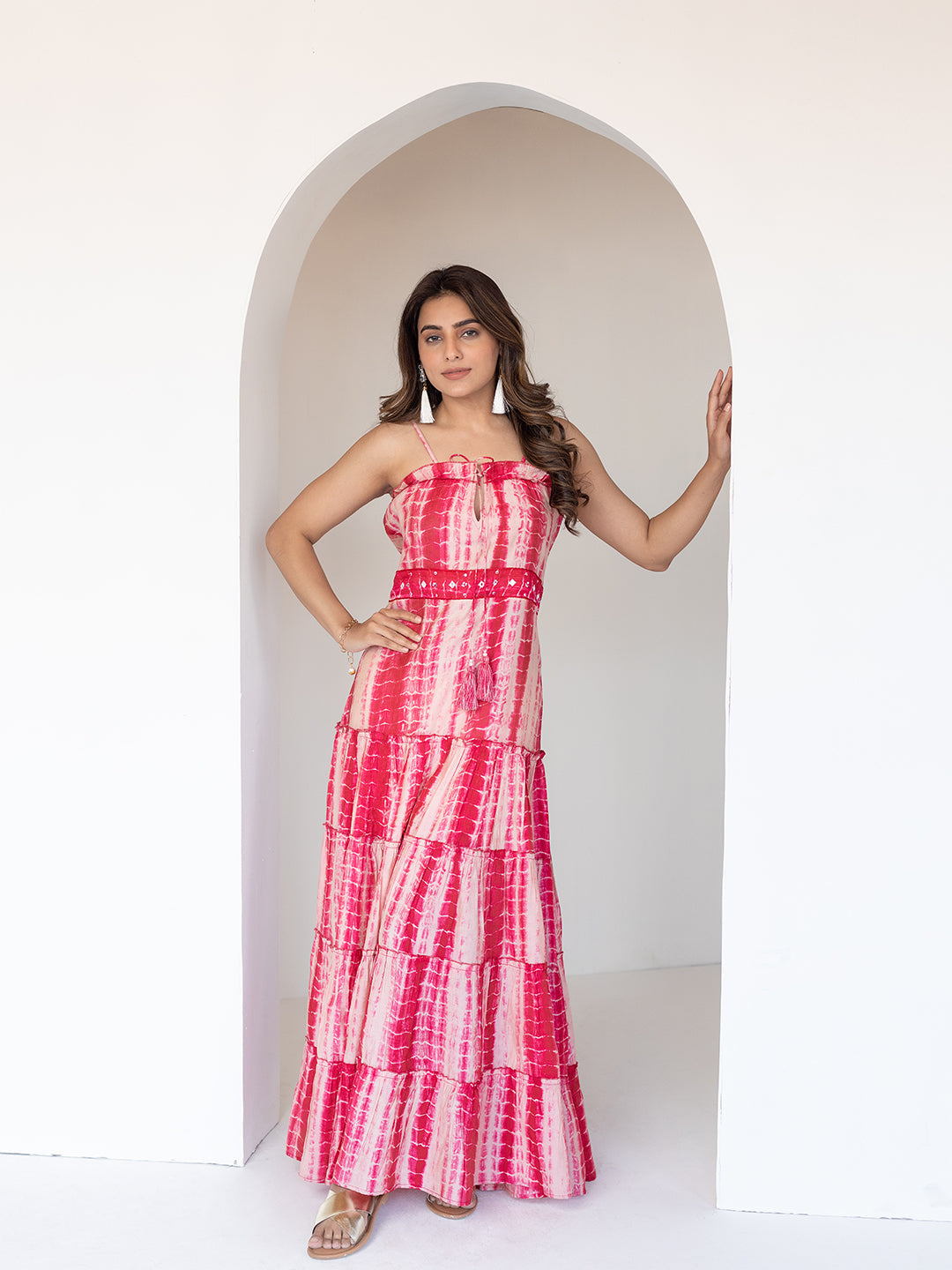 Pink Shibori Maxi Dress  - By Ragavi - qivii