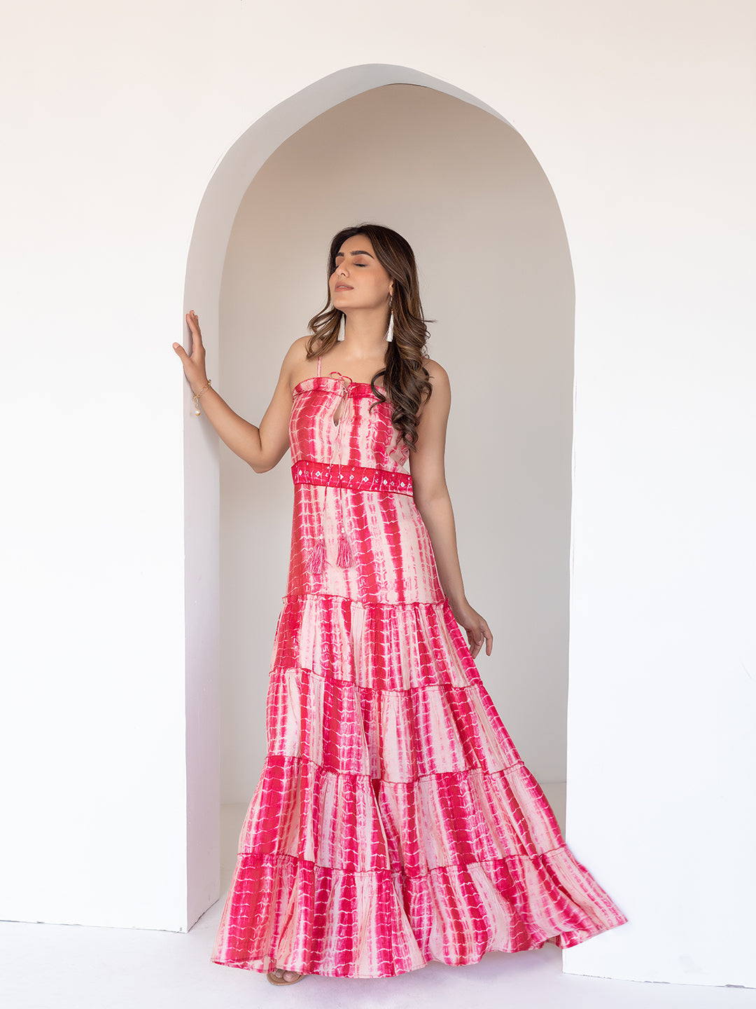Pink Shibori Maxi Dress  - By Ragavi - qivii