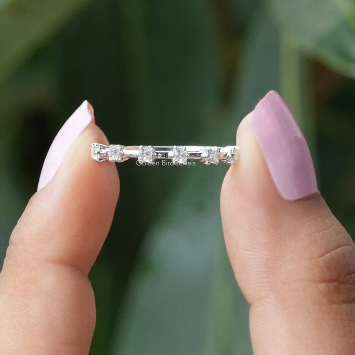 Princess Cut Colorless Moissanite Half Eternity Band