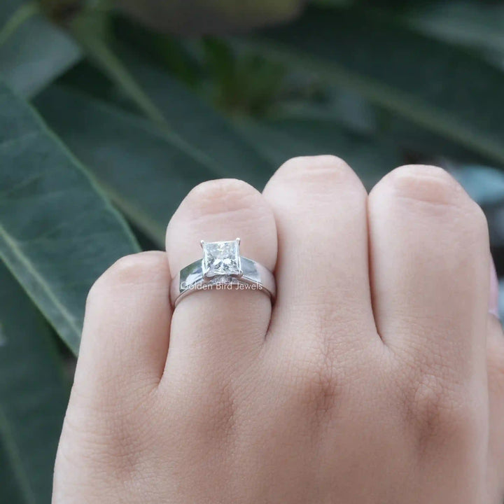 Colorless Princess Cut Moissanite Solitaire Ring